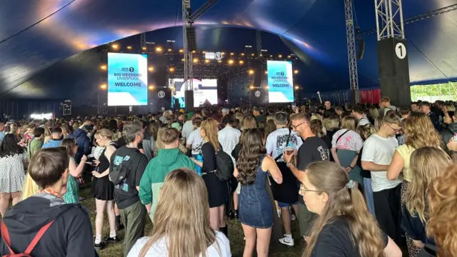 Crowds build up near new stage at Big Weekend in Liverpool