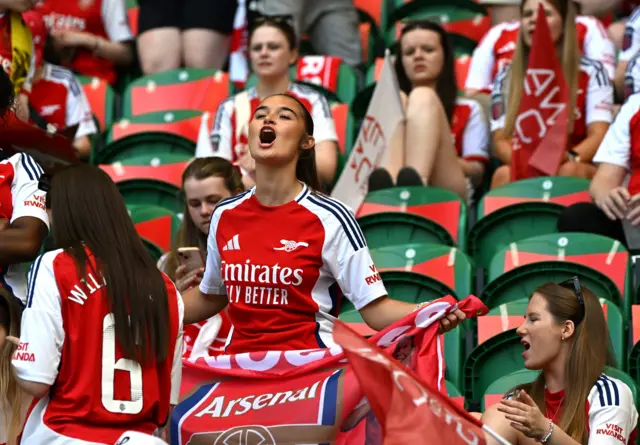 Arsenal fans in the stands ahead of the UEFA Women's Champions League fina