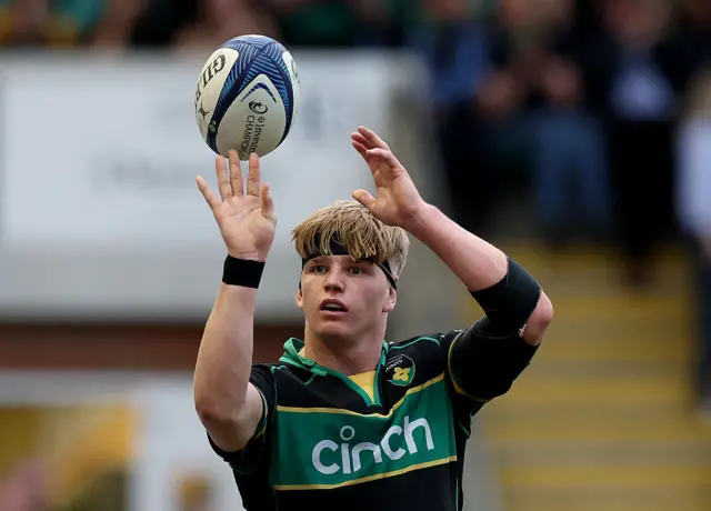 Henry Pollock celebrates scoring against Castres