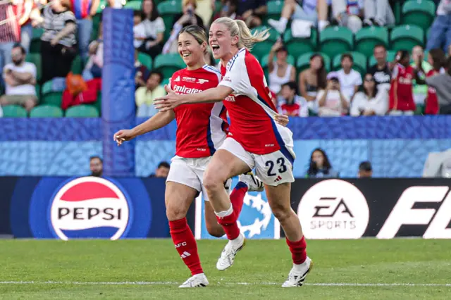 Russo runs to celebrate with Cooney-Cross