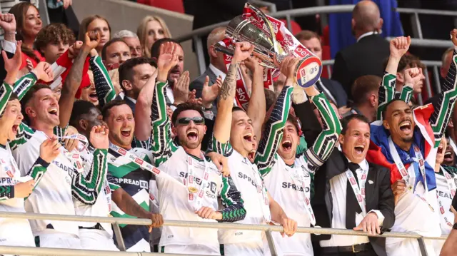 Sunderland lift the Championship play-off trophy