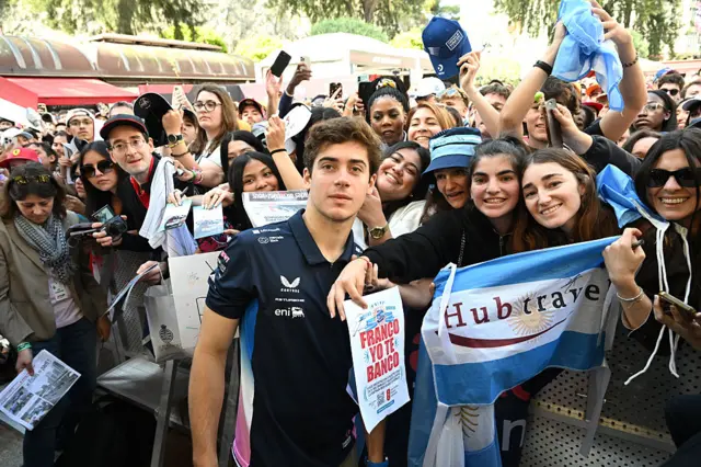 Franco Colapinto poses for pictures with fans