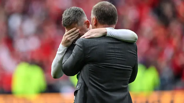 Brendan Rodgers consoles Callum McGregor