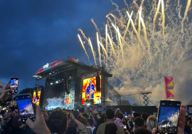 Fireworks above Main Stage at Big Weekend.