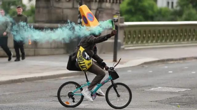 Celtic fan on bike