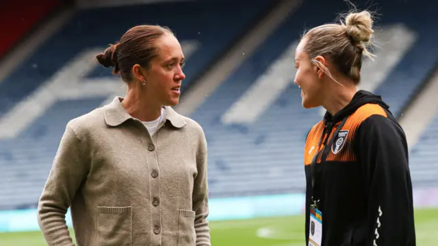 Rangers head coach Jo Potter and Glasgow City goalkeeper Lee Gibson