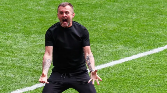 Manager Nathan Jones of Charlton Athletic celebrates
