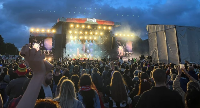 Main Stage at Big Weekend, crowds dispersing.