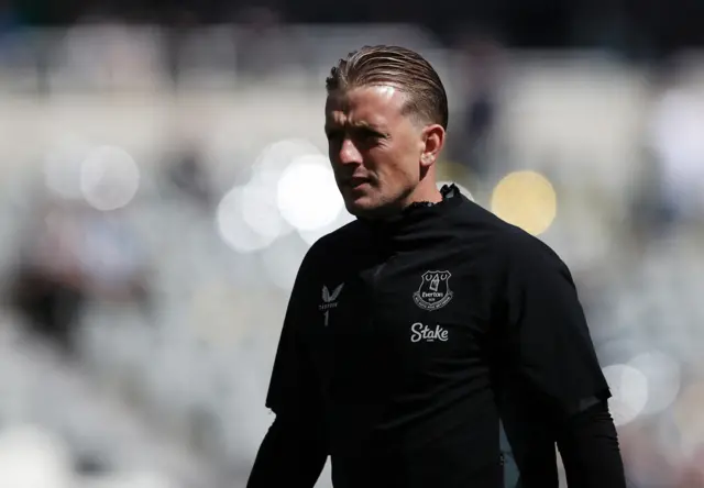 Everton's Jordan Pickford during the warm up before the match