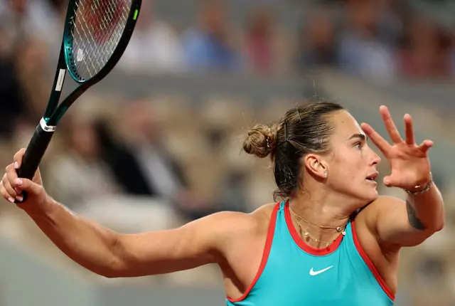 Aryna Sabalenka hits a forehand