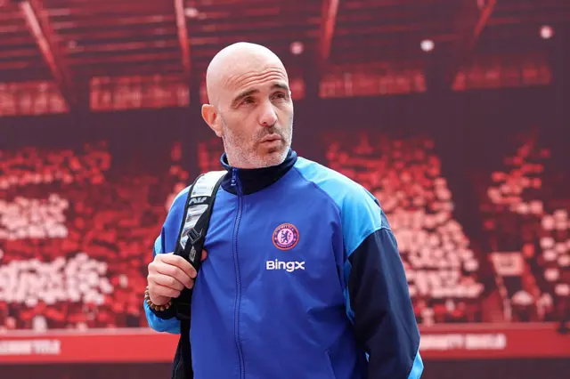 Enzo Maresca, Manager of Chelsea, arrives at the stadium prior to the Premier League match between Nottingham Forest FC and Chelsea FC at City Ground on May 25, 2025 in Nottingham, England.