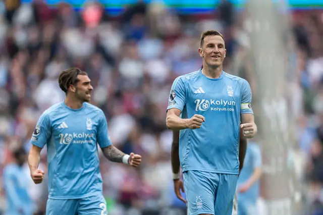 Chris Wood celebrates