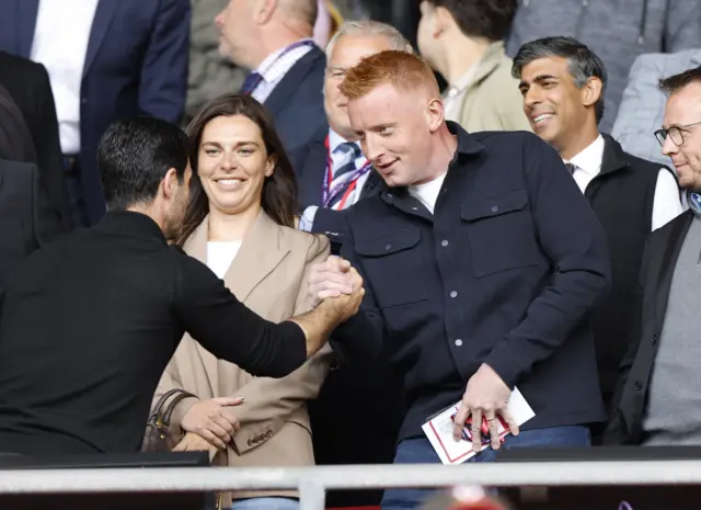 Newly appointed Southampton manager Will Still shakes hands with Arsenal manager Mikel Arteta