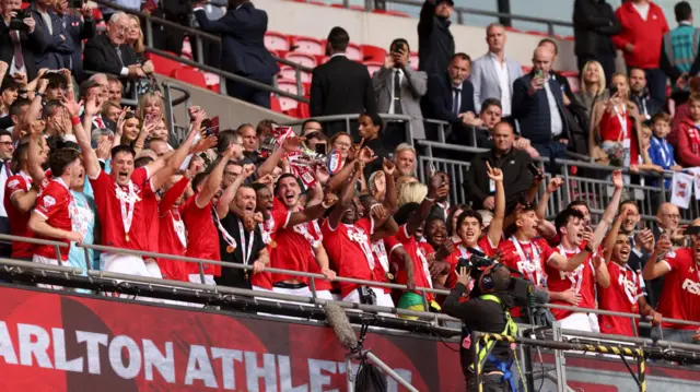 Charlton Athletic lift the trophy