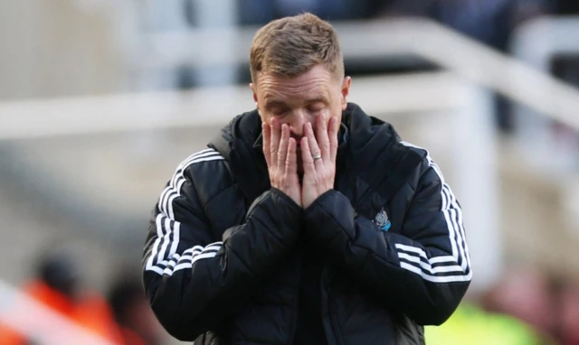 Newcastle United manager Eddie Howe reacts