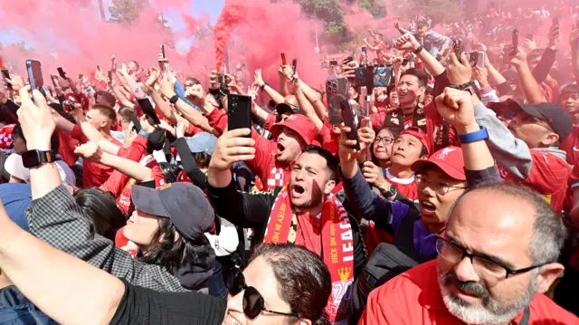 Liverpool fans celebrate