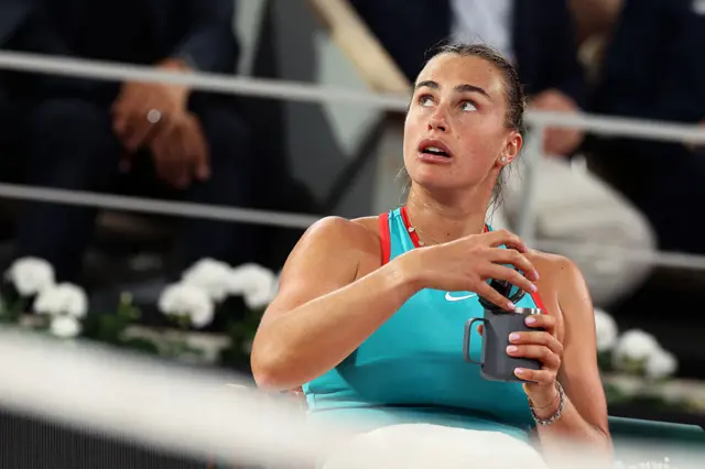 Aryna Sabalenka reacts
