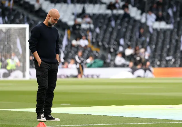 Manchester City manager Pep Guardiola during the warm up before the match