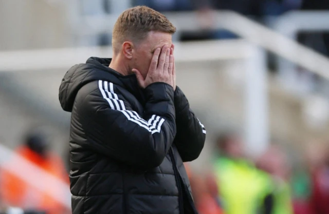 Newcastle United manager Eddie Howe reacts