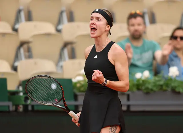 Elina Svitolina celebrates a point