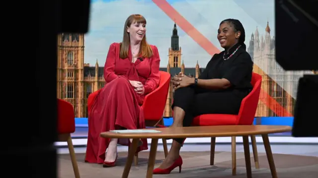 Kemi Badenoch and Angela Rayner sit in the Sunday with Laura Kuenssberg studio.