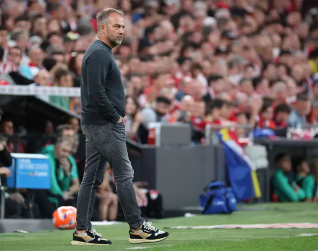Flick patrols his technical area