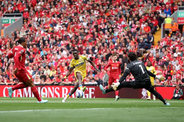 Ismaila Sarr of Crystal Palace scores his team's first goal