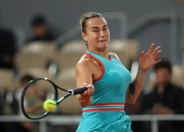 Aryna Sabalenka hits a forehand