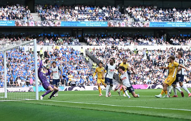 Brighton's English midfielder #41 Jack Hinshelwood scores the equalising goal