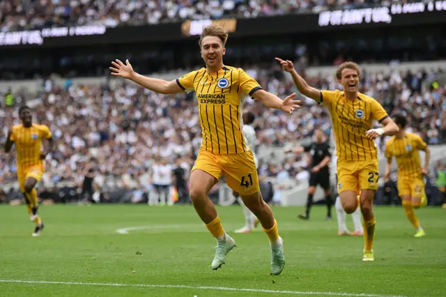 Jack Hinshelwood of Brighton & Hove Albion celebrates scoring his team's second goal