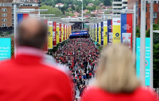 Fans on Wembley Way ahead of the League One play off final