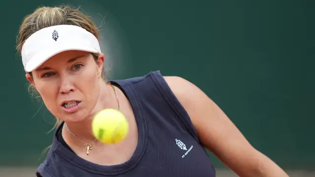 Danielle Collins eyes the ball