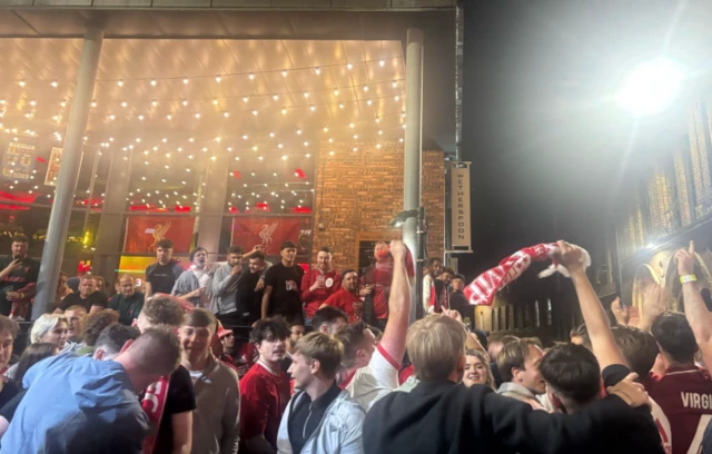 Fans celebrate in Liverpool