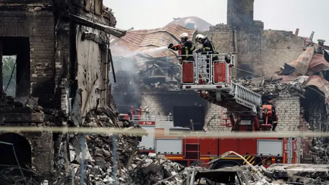 Rescue workers in Kyiv