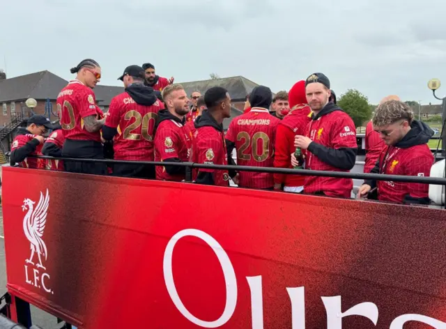Liverpool players on board bus