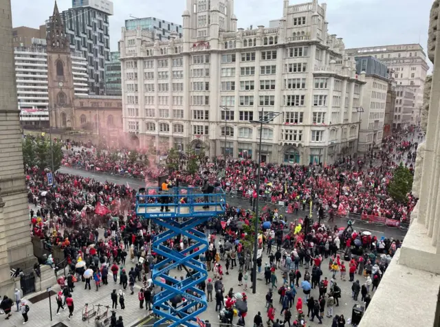 View of crowds at The Strand