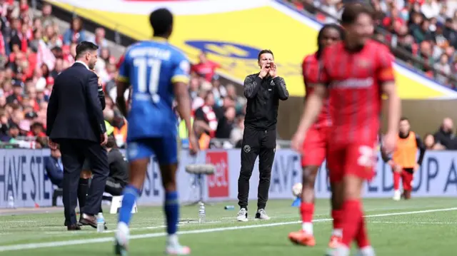 Walsall boss Mat Sadler on the touchline