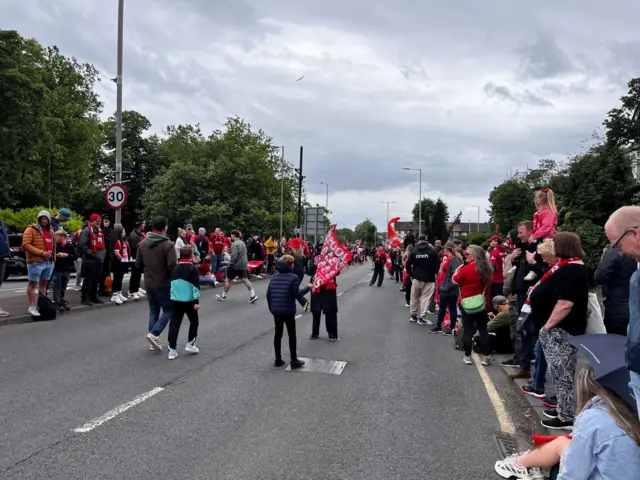 Liverpool fans on the parade route