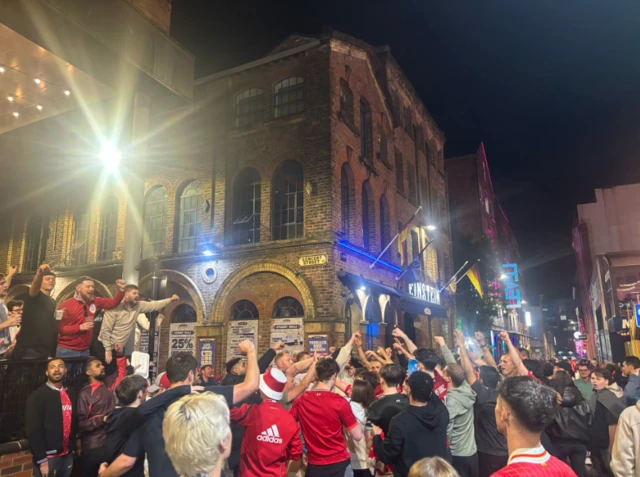 Fans celebrate in Liverpool