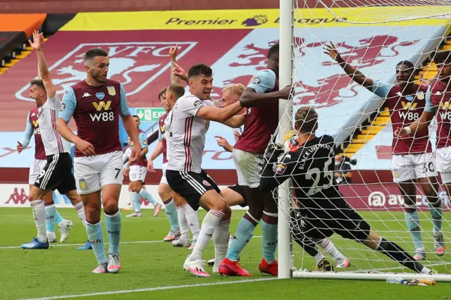 Villa v Sheff Utd in 2020