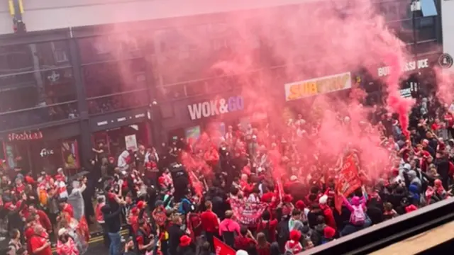 Crowds of Liverpool fans on Ranelagh Street