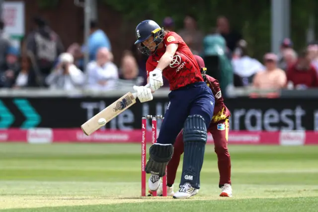 England's Amy Jones in action during the Third Women's International T20 match at The Cloud County Ground, Chelmsford
