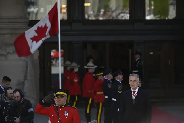Mark Carney arrives at the Senate