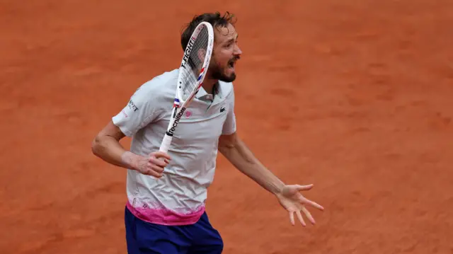 Daniil Medvedev reacts during his first round match