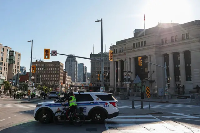 Outside the Senate building in Ottawa