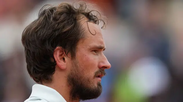 Daniil Medvedev looks on