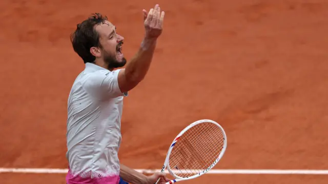 Daniil Medvedev reacts during his first round match