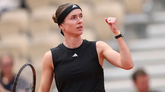Elina Svitolina celebrates a point