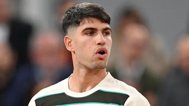 Carlos Alcaraz of Spain in action