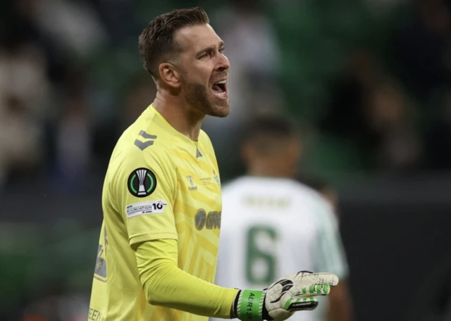 Real Betis' Adrian reacts